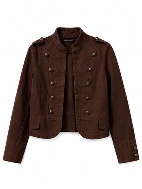 Atmosphere Brown Military-Style Buttoned Jacket